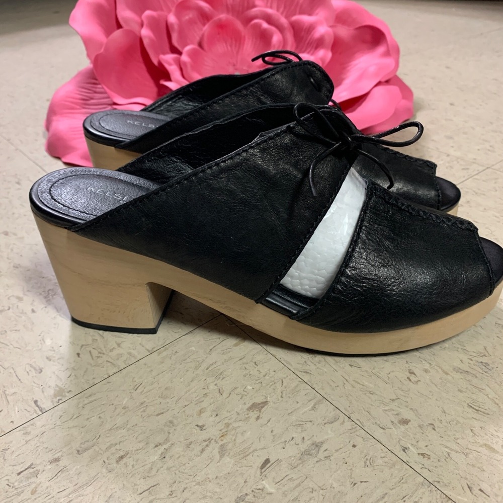 KELSI DAGGER Brooklyn Marion Black Platform Open Toe Slip On Clogs Womens Sz 9.5